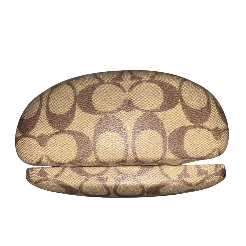 Coach Signature Monogram Brown‎ Tan Hard Eyeglass Sunglasses Case & New Cloth - Picture 2 of 5
